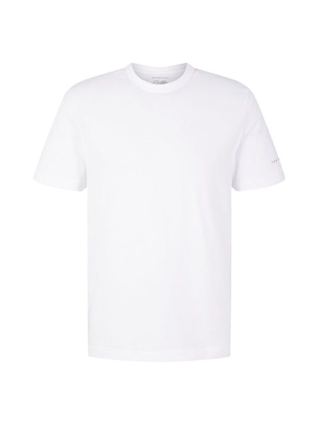 Tom Tailor Basic T-Shirt mit Logoprint - weiß (20000)