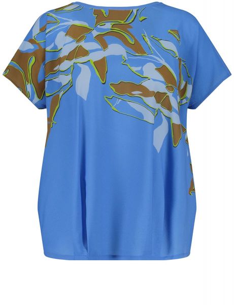 Samoon Blouse shirt with short sleeve - blue (08712)