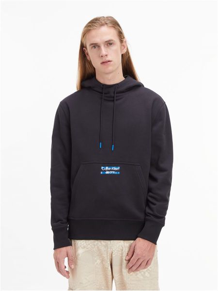 Calvin Klein Jeans Hoodie mit transparentem Streifen-Logo - schwarz (BEH)