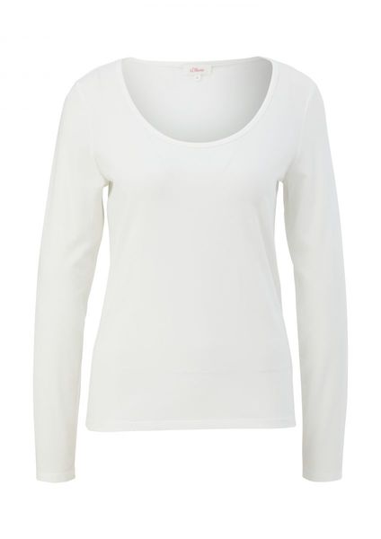 s.Oliver Red Label T-shirt long en coton stretch  - blanc (0210)