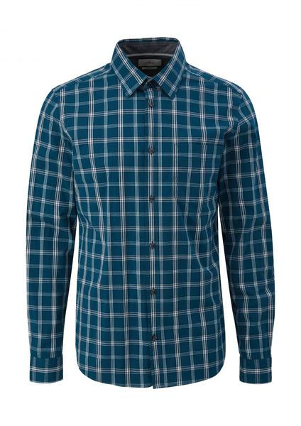 s.Oliver Red Label Slim : chemise à carreaux en popeline  - bleu (69N2)