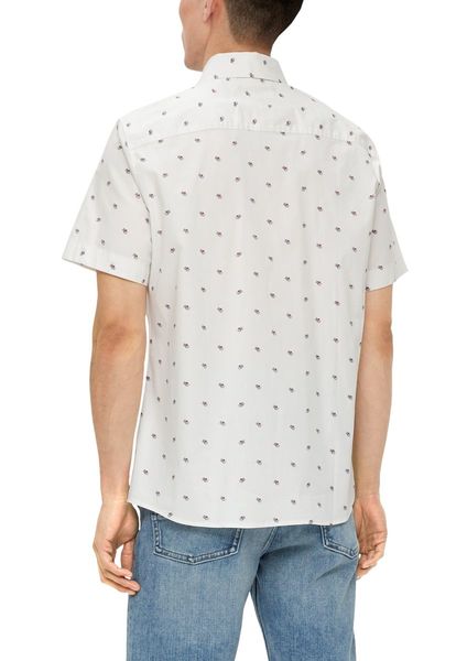 s.Oliver Red Label Slim : chemise à manches courtes avec imprimé allover   - blanc (01A6)
