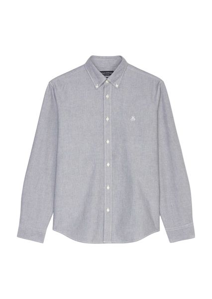 Marc O'Polo Langarm-Hemd aus reiner Bio-Baumwolle - grau/blau (H80)