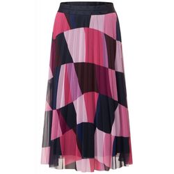 Street One Mesh midi skirt with print - pink (34963)