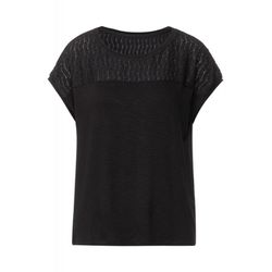 Street One T-shirt with lace details - black (10001)