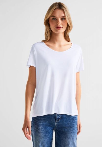 Street One T-shirt with decorative hem - white (10000)