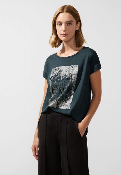 Street One T-shirt with shimmer wording - green (33825)