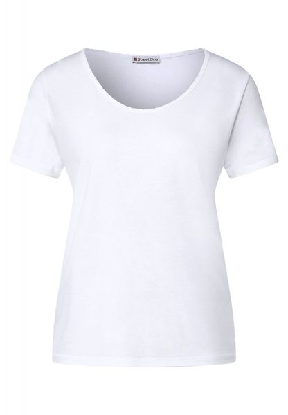 Street One T-shirt with decorative hem - white (10000)
