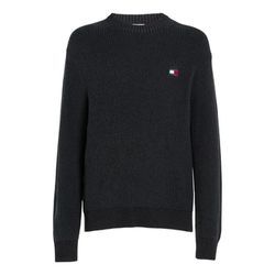 Tommy Jeans Ribbed knit jumper with badge - black (BDS)