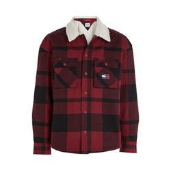Tommy Jeans Checked Casual Fit Overshirt with Sherpa - red (XJS)