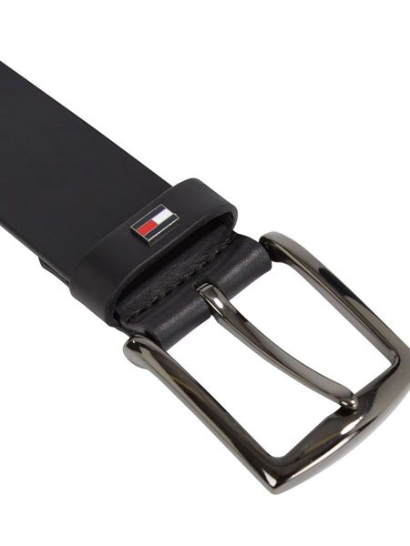 Tommy Hilfiger Denton leather belt with enamel flag - black (BDS)