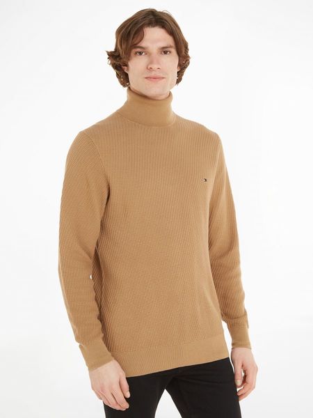 Tommy Hilfiger Pull à col roulé en tricot gaufré - brun (GWJ)