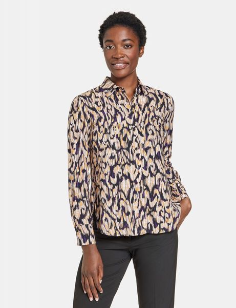 Gerry Weber Collection Patterned shirt blouse with side slits - beige/white/pink (09038)