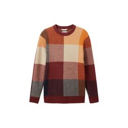 Tom Tailor Knitted sweater with a check pattern - orange (32310)