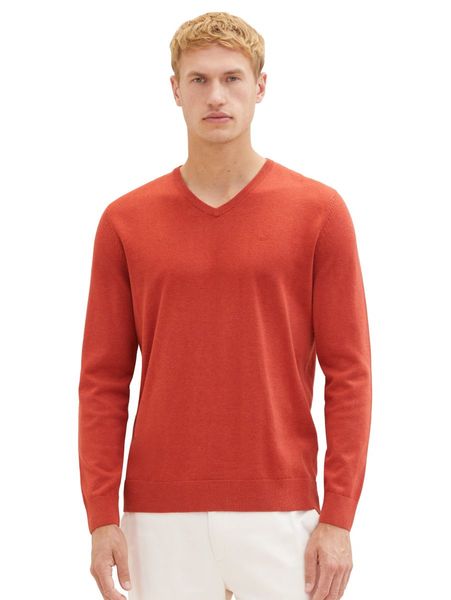 Tom Tailor Mottled sweater with a V-neckline - red (32720)