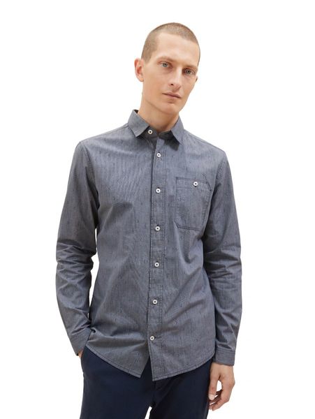Tom Tailor Fitted structured shirt - gray/blue (32294)