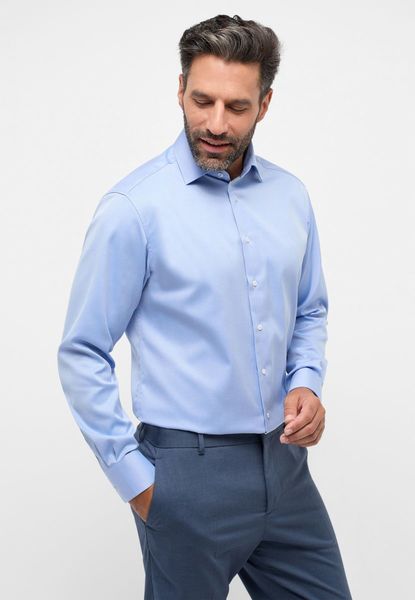 Eterna Modern Fit: chemise à manches longues - bleu (14)