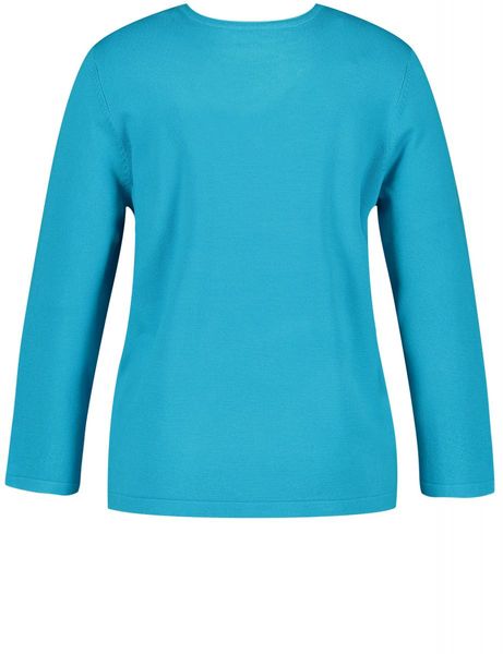 Samoon Basic Pullover mit V-Ausschnitt - blau (08770)