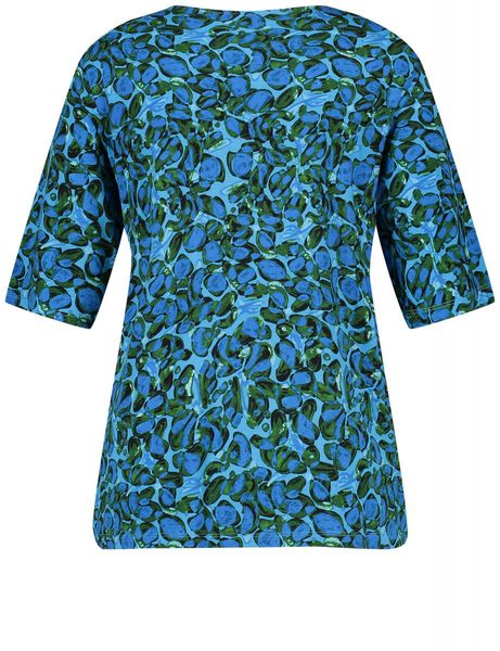Samoon T-shirt à manches courtes avec imprimé allover  - bleu (08782)