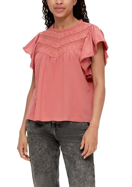 Q/S designed by T-shirt with lace insert - orange (2069)