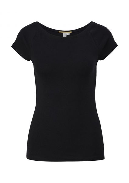 Q/S designed by Shirt in off shoulder look   - black (9999)