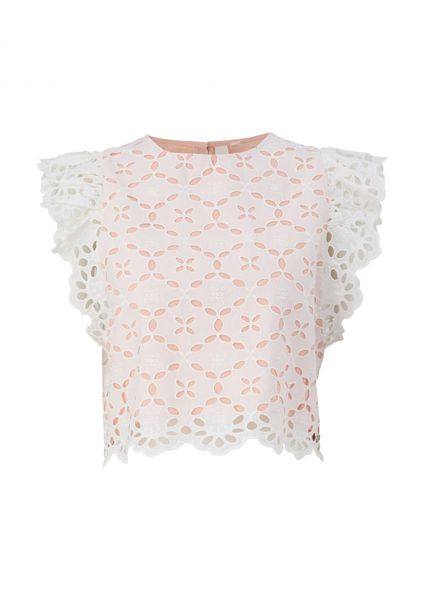 Q/S designed by Broderie anglaise blouse - white (0200)