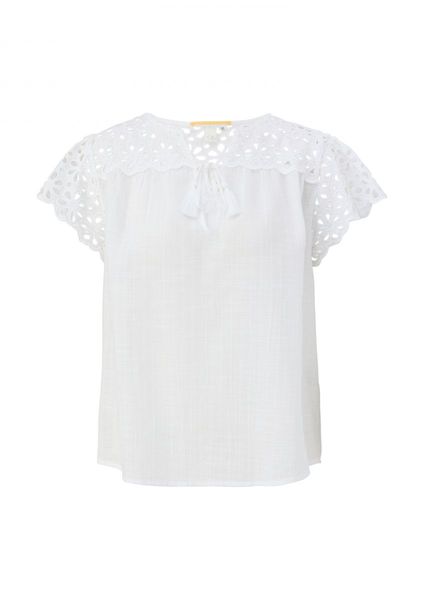 Q/S designed by Blouse with broderie anglaise - white (0100)