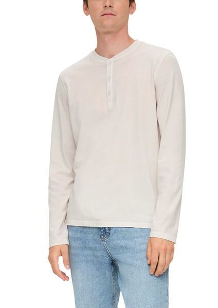Q/S designed by Longsleeve with henley neckline   - white/beige (0332)