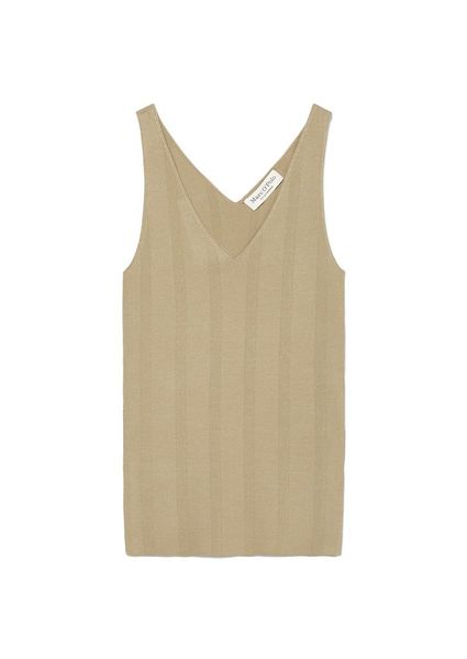 Marc O'Polo Fine ribbed top with V-neck - beige (702)