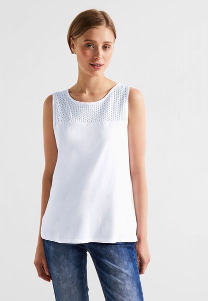 Street One Top with lace detail - white (10000)