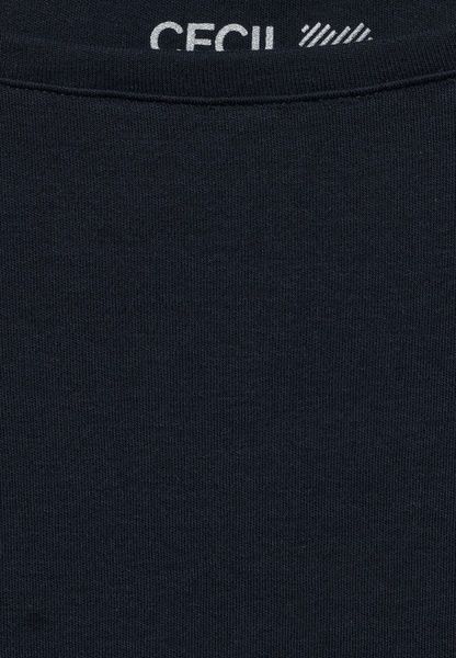 Cecil Basic Shirt in Unifarbe - blau (10128) - M