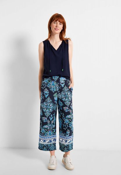 Cecil Casual fit pants with print - blue (30128)
