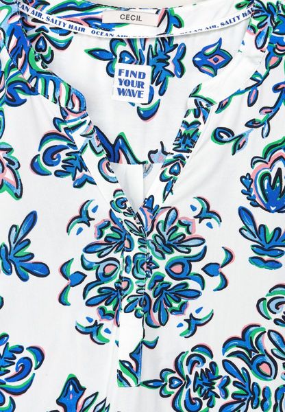Cecil Ornament Print Blouse - white/blue (33474)