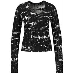Taifun Figure accentuated sweater with knitted pattern - black (01102)