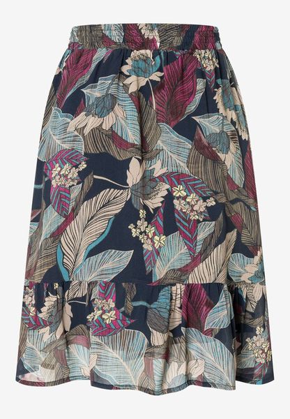 More & More Chiffon skirt with leaf print   - blue (5375)