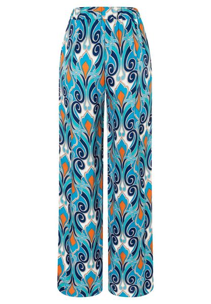 More & More Weite Palazzohose mit Ornament Print - blau (4337)