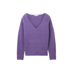 Tom Tailor Denim Strickpullover mit V-Ausschnitt - lila (32543)