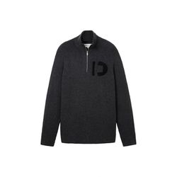 Tom Tailor Denim Knitted sweater with a troyer collar - black (10617)