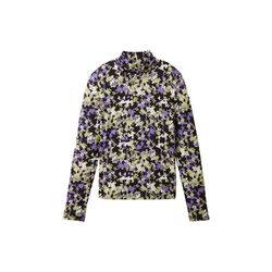 Tom Tailor Denim T-shirt à col roulé avec Lenzing Ecovero - noir/violet/vert (32418)