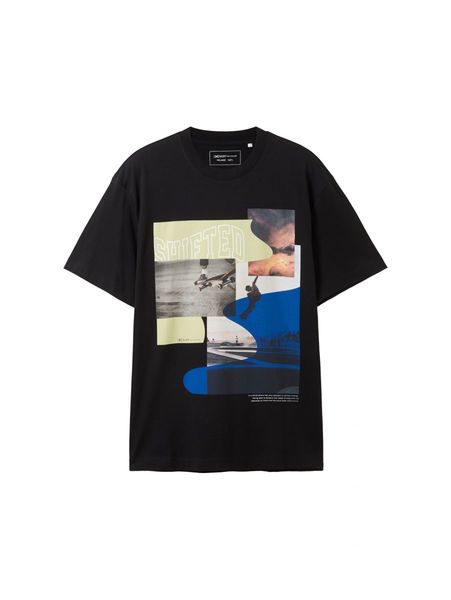 Tom Tailor Denim T-Shirt mit Photoprint - schwarz (29999)