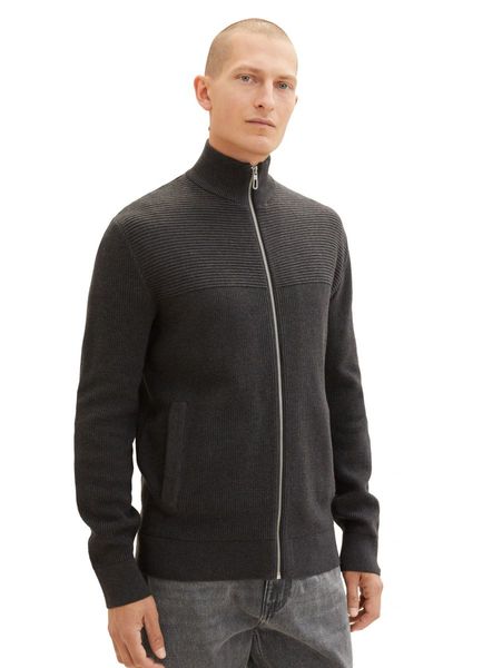 Tom Tailor Veste en tricot avec structure - gris (10617)