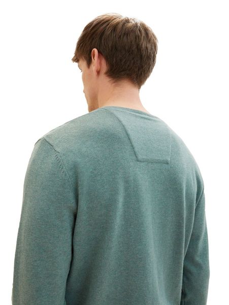 Tom Tailor Melierter Pullover mit V-Ausschnitt - grün (32619)