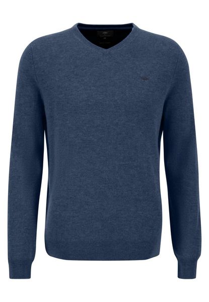 Fynch Hatton Sweater with V-neck - black/blue (680)
