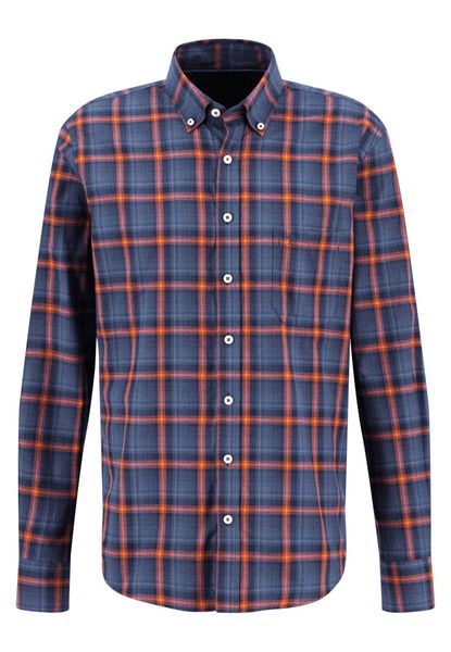 Fynch Hatton Cotton shirt with check pattern - blue (685)