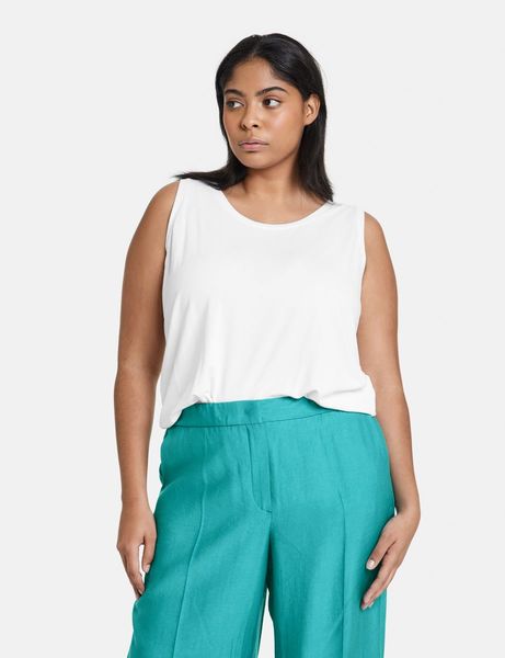 Samoon Basic top with side slits - white (09600)