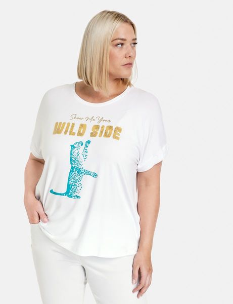 Samoon T-Shirt mit Animal-Print - weiß (09602)