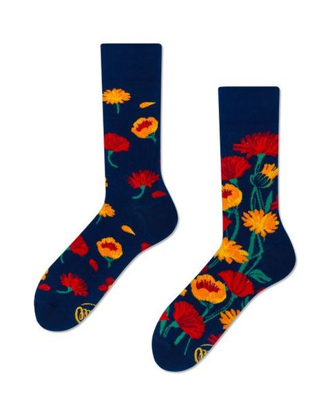 Many Mornings Socks - Flower Power - red/yellow/blue (00)