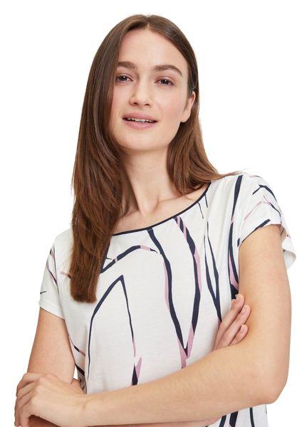 Betty & Co Mid-length sleeve top - white/blue (1883)