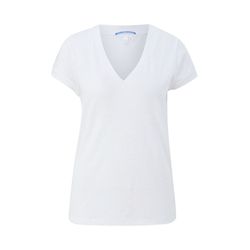 Q/S designed by Linen blend t shirt - white (0100)