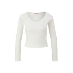 Q/S designed by Long sleeve top with a ribbed texture - white (0200)